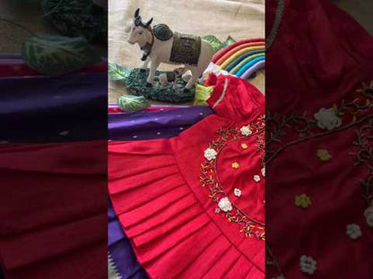 Flamingo Paithani Traditional Kids Lehenga - Purple