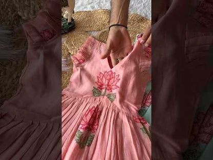 Lotus Girls Short Gown - Pink