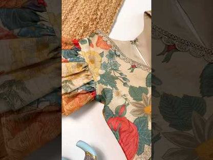 Stylish Floral Printed Beautiful Gown