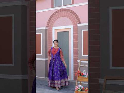 Patola Anarkali Ethnic Gown - Blue