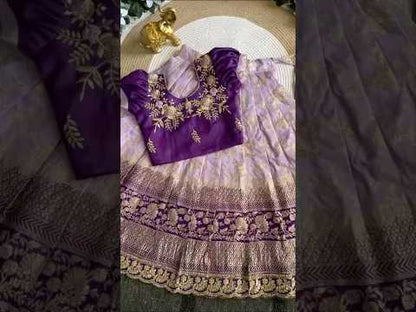 Viscose Silk Maggam Work Kids Lehenga-choli - Purple