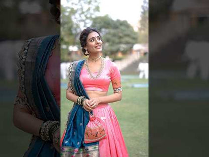 Maharashtrian Wedding Paithani Lehenga Choli - Light Pink