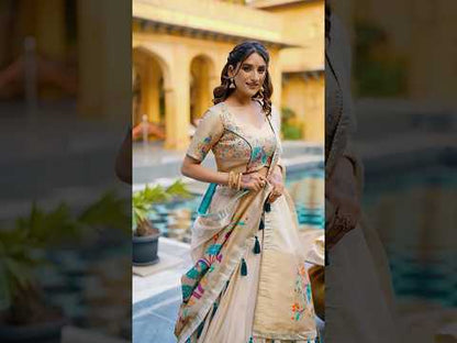 South Indian Marathi Style Paithani Lehenga Choli - Bottle Green