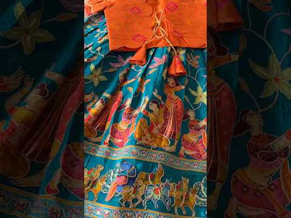 Beautiful Position & Kalamkari Kids Gown with Coat - Pista