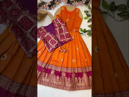 Kids Gown with Coat - Orange