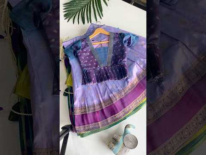 Kids Soft Silk Lehenga Choli Set - Lavender