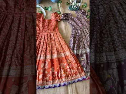 Kids Tissue Silk Panihari Weaved Gown - Red